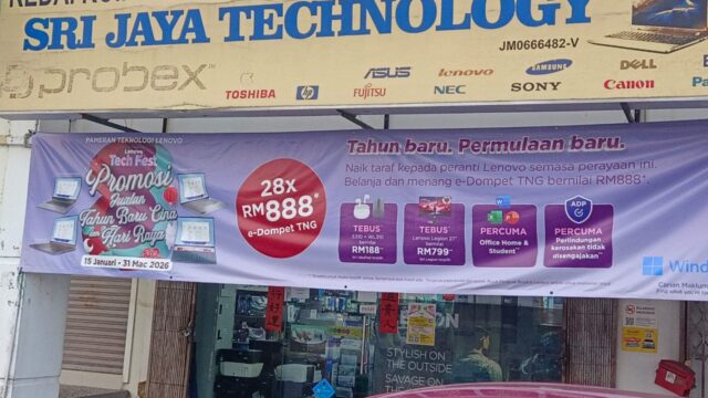 Sri Jaya Technology Kedai Komputer Skudai Johor Bahru berhampiran UTM menjual laptop Lenovo HP Acer ASUS Dell MSI serta menyediakan servis repair komputer dan laptop